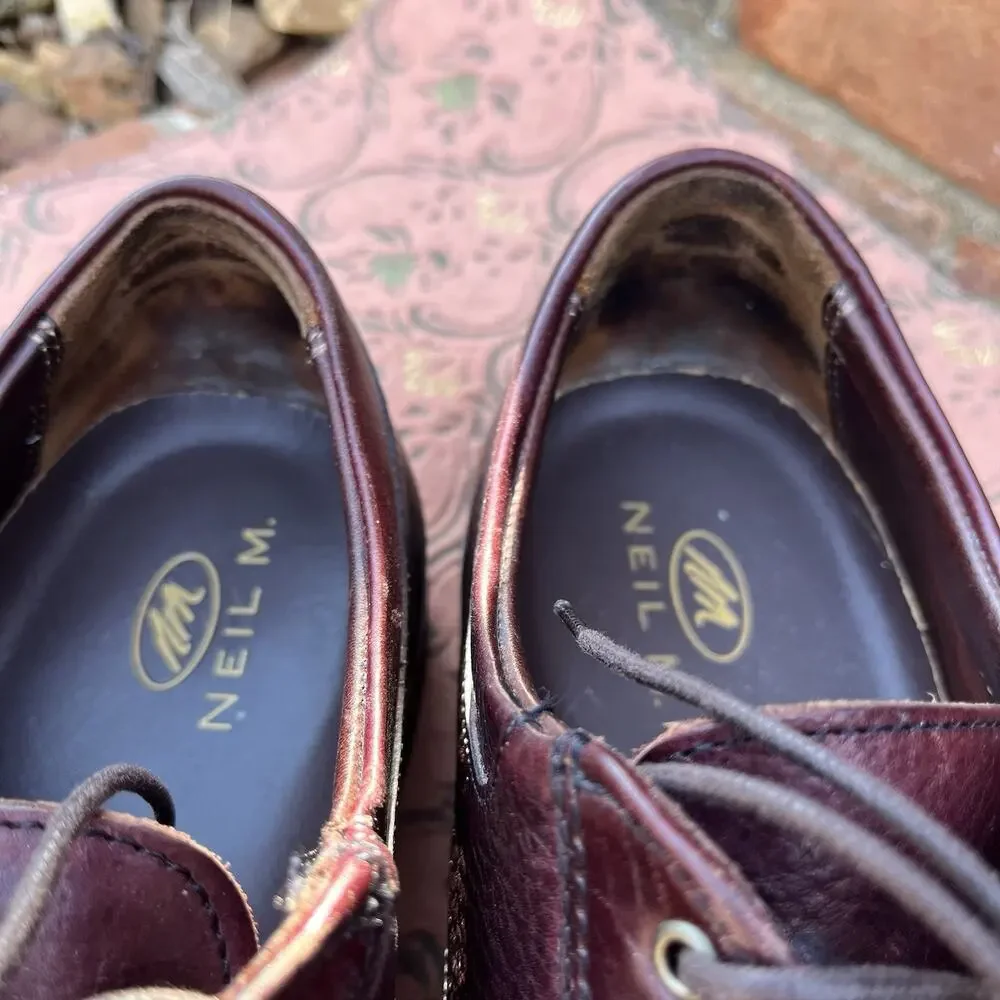 Neil M Mens Oxford Dress Shoes 11.5D Brown Pebbled Leather Lace Up NM402023 USA
